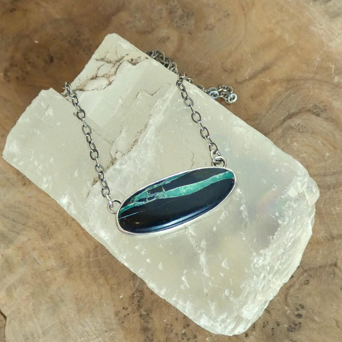 Black Jack Turquoise Bar Necklace | Sterling Silver