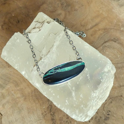 Black Jack Turquoise Bar Necklace | Sterling Silver