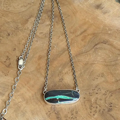 Black Jack Turquoise Bar Necklace | Sterling Silver