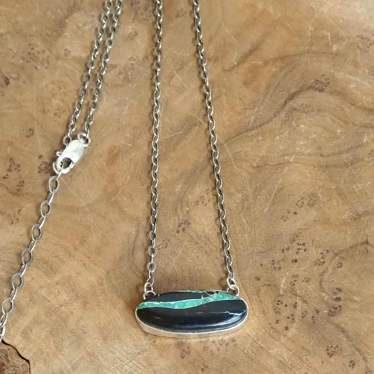 Black Jack Turquoise Bar Necklace | Sterling Silver
