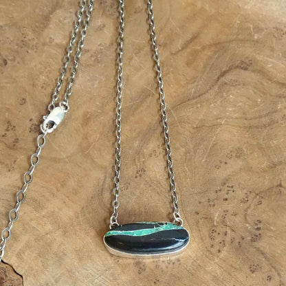 Black Jack Turquoise Bar Necklace | Sterling Silver