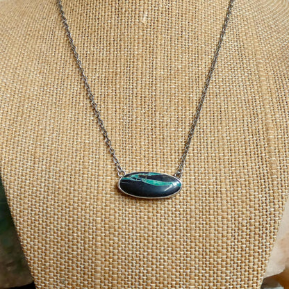 Black Jack Turquoise Bar Necklace | Sterling Silver