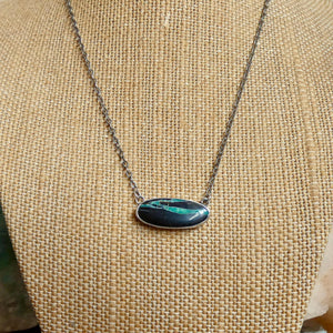 Black Jack Turquoise Bar Necklace – Sterling Silver