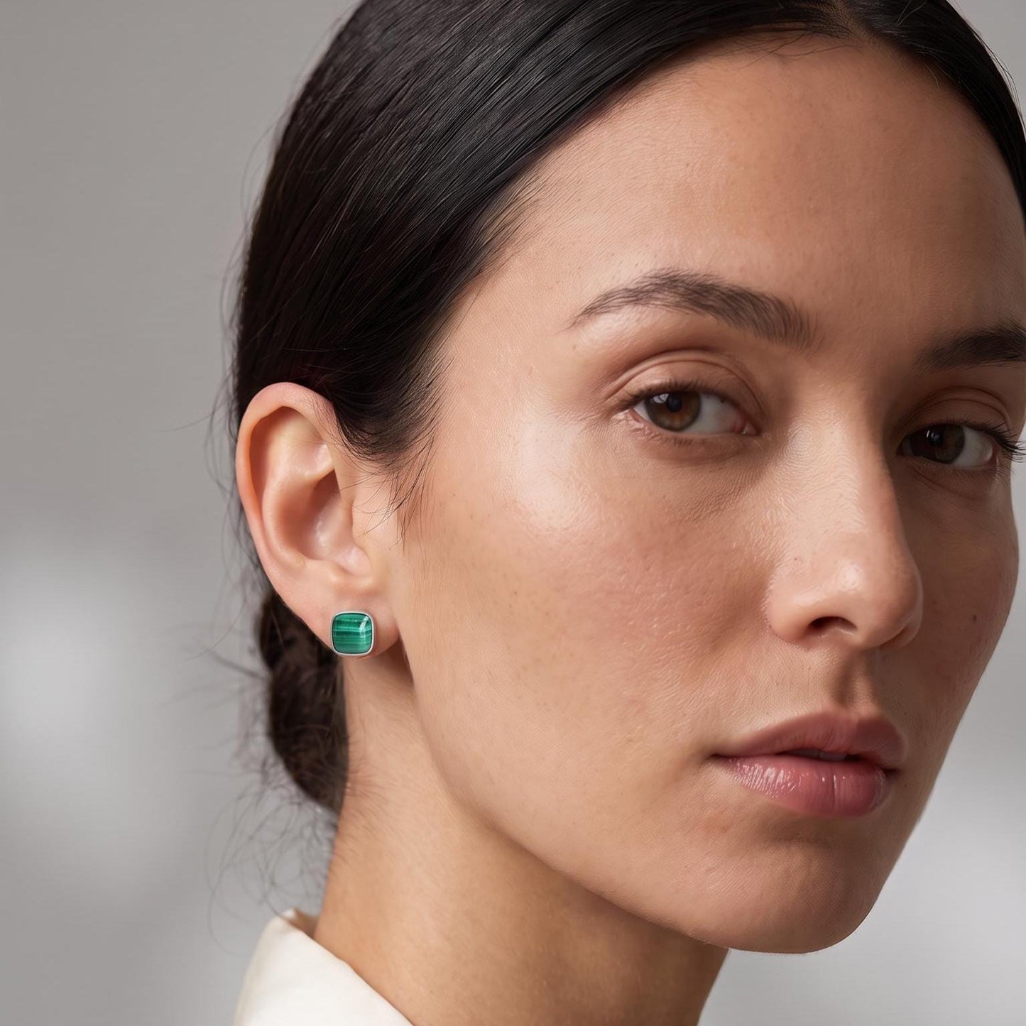 Malachite Square Posts - Malachite Earrings - .925 Sterling Silver - Silversmith - Malachite Studs