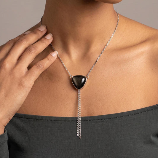 Golden Obsidian Bolo Necklace | Sterling Silver