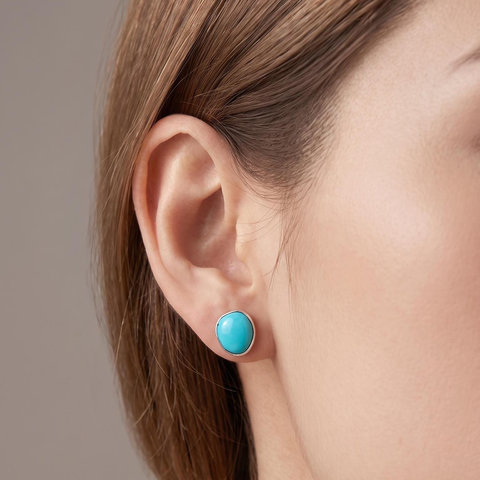Campitos Turquoise Sterling Silver Studs – American Turquoise Earrings