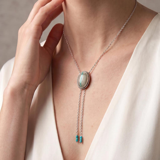 Choose your finished Royston Ribbon Turquoise Bolo Necklace – Sterling Silver