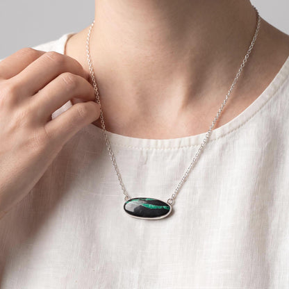 Black Jack Turquoise Bar Necklace | Sterling Silver