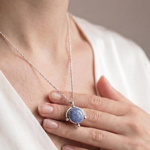 Blue Sponge Coral Pendant Necklace - .925 Sterling Silver