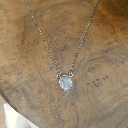 Sterling Silver Rainbow Fluorite Pendant - Silversmith Necklace