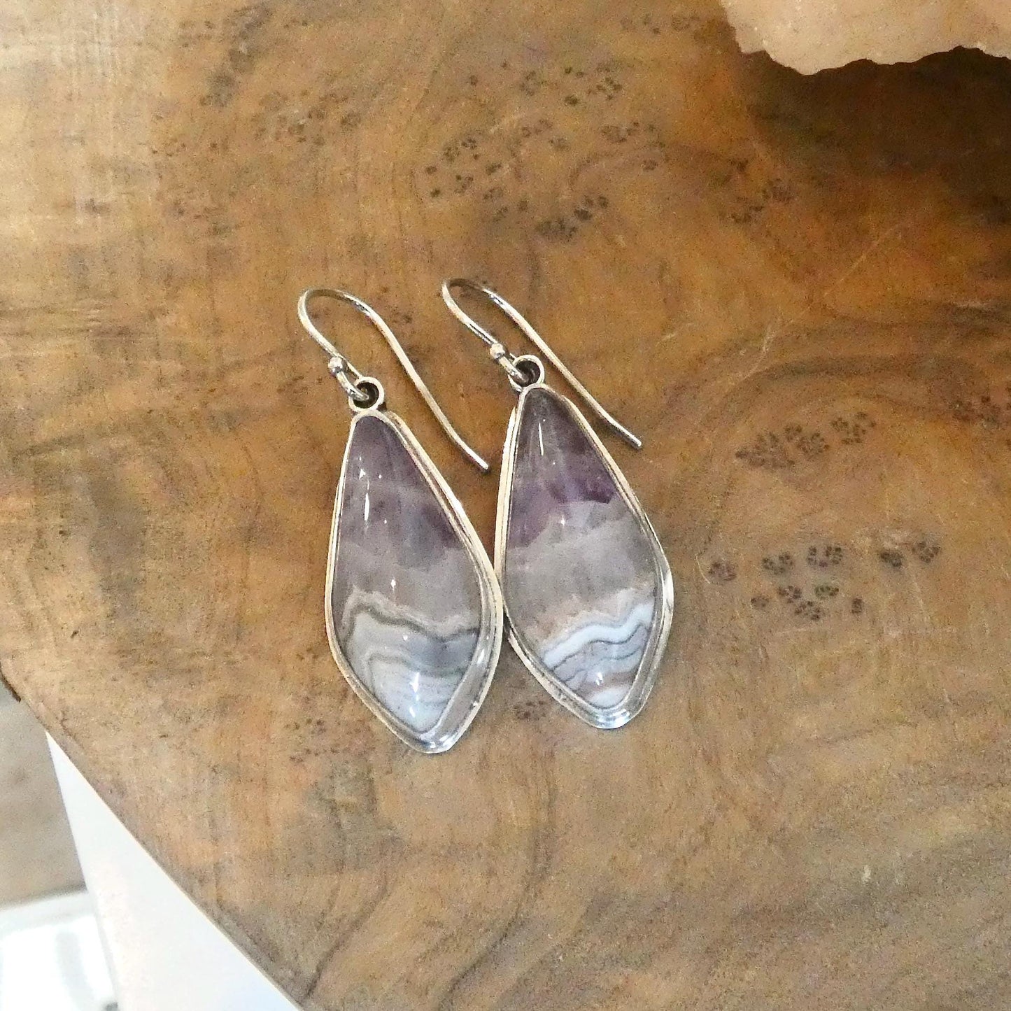 Crazy Lace Amethyst Drop Earrings - Sterling Silver