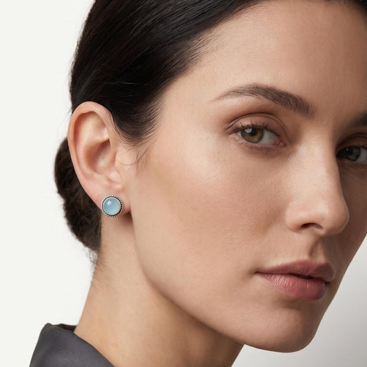 Aquamarine Post Earrings - Light Blue Studs - March Birthstone