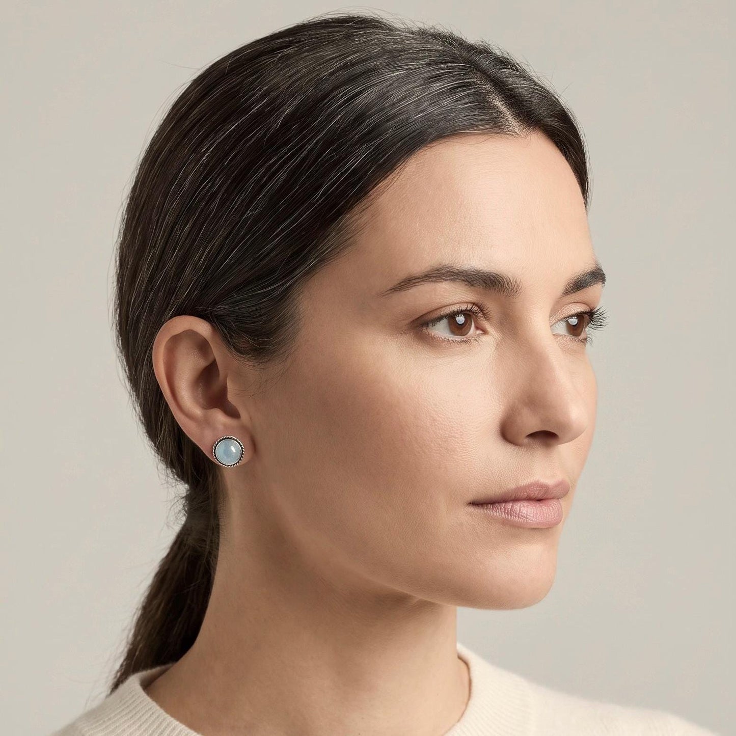 Aquamarine Post Earrings - Light Blue Studs - March Birthstone