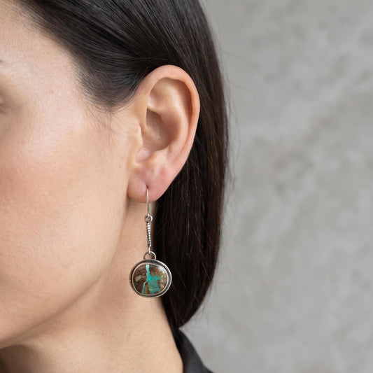 Royston Ribbon Turquoise Earrings | Sterling Silver