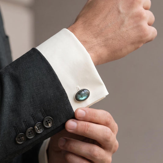 Labradorite Cuff Links - Labradorite Cufflinks - Sterling Silver