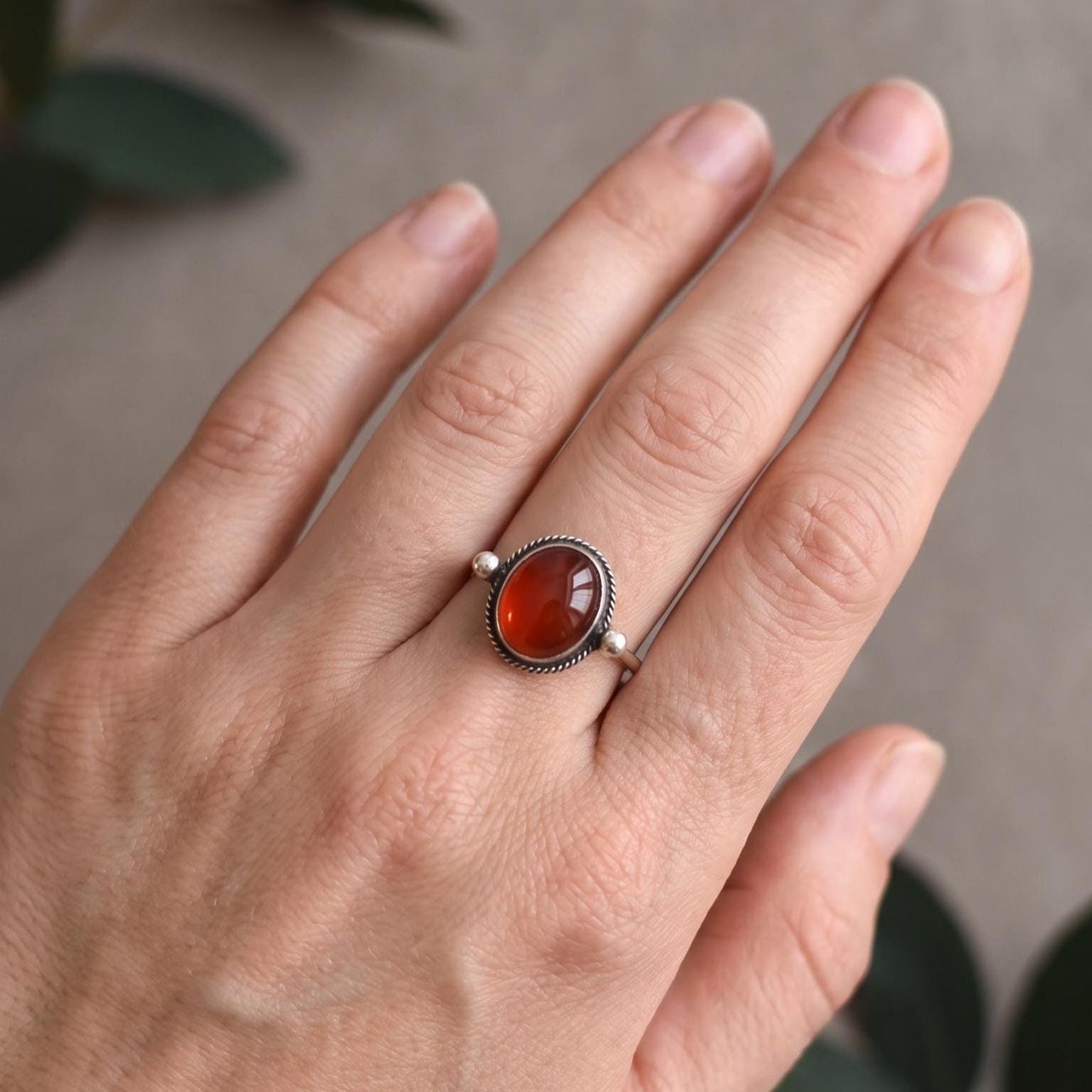 Silversmith Red Agate Ring – Dainty Sterling Silver Jewelry