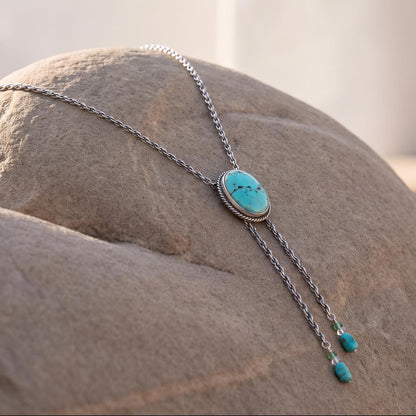 Turquoise Mock Bolo Necklace | Sterling Silver