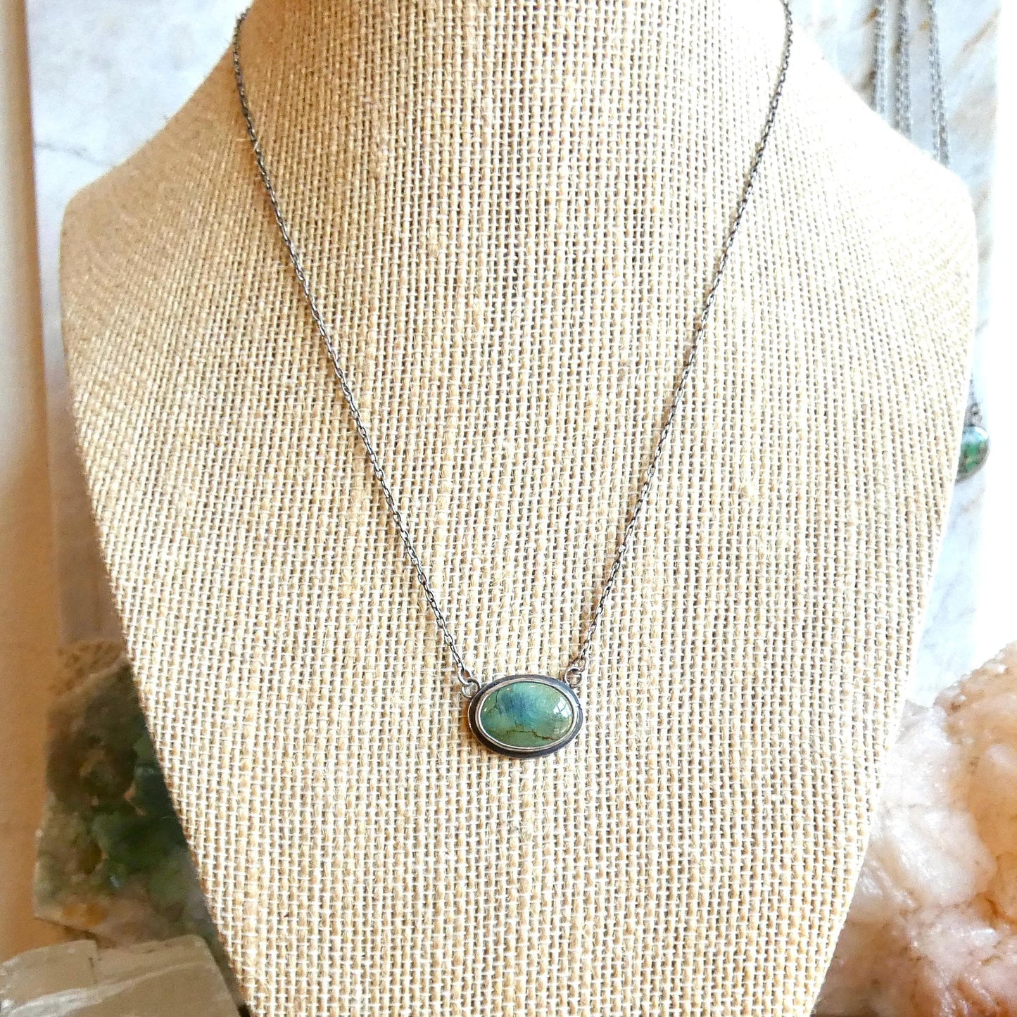 Turquoise Pendant With Chain | Sterling Silver