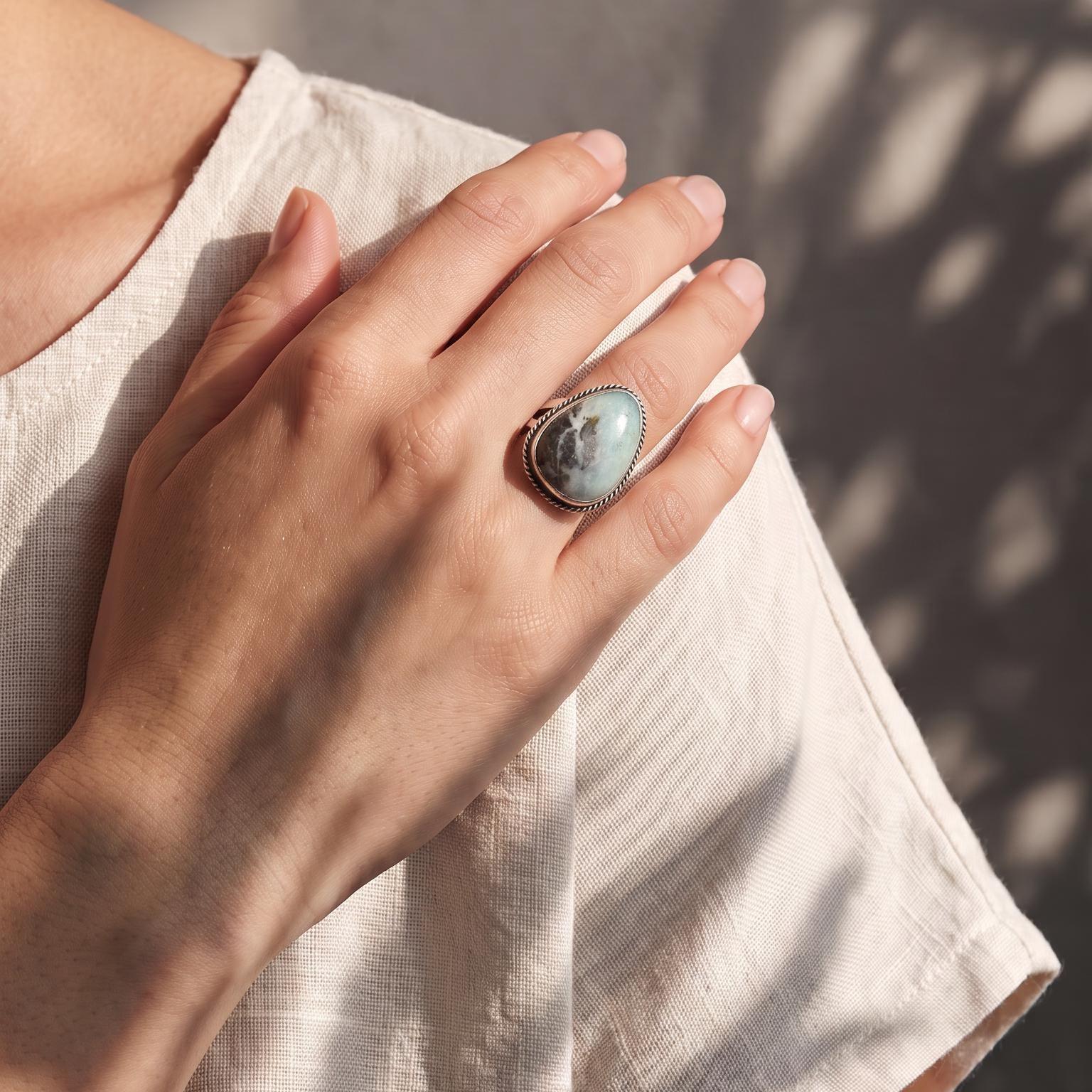 Amazonite Boho Ring | Sterling Silver