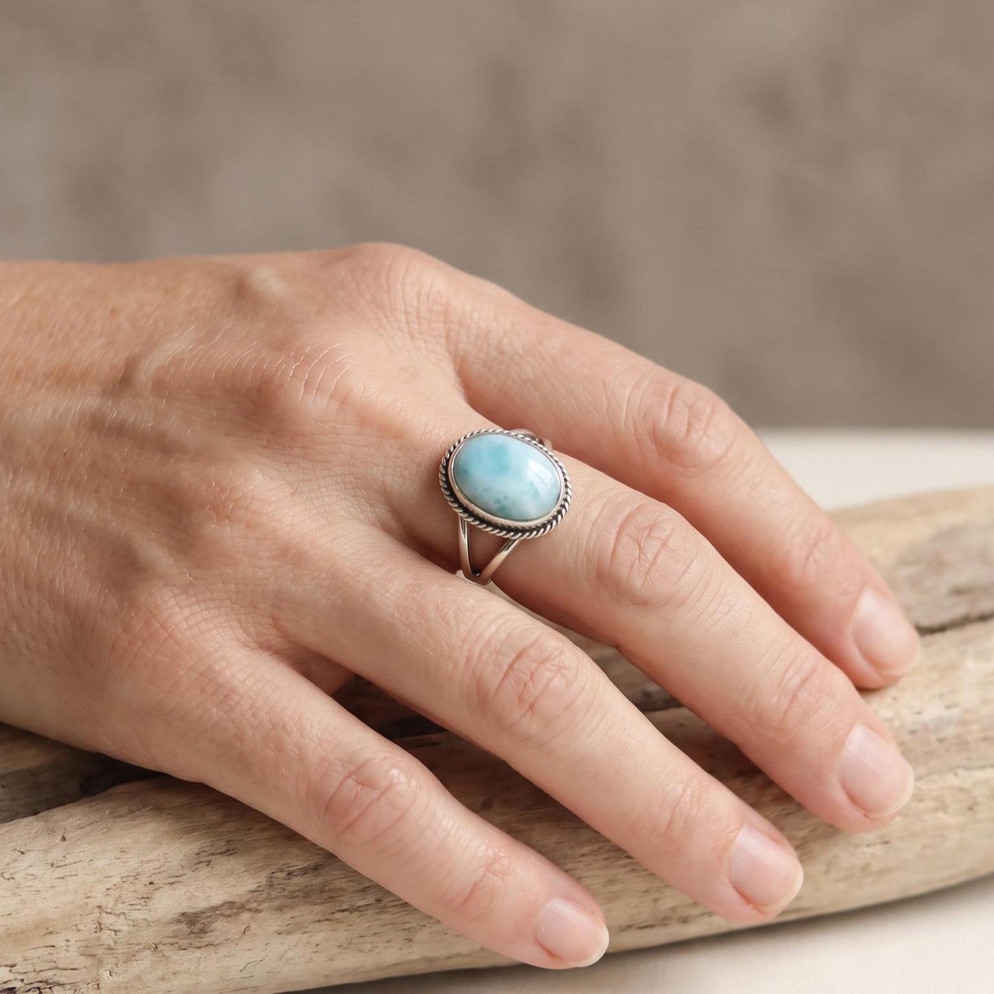 Larimar Boho Ring | Sterling Silver