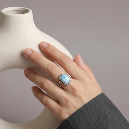 Larimar Boho Ring | Sterling Silver