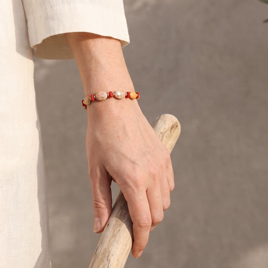 Fossilized Coral Bracelet | Beaded Jewelry | 14 KT Findings