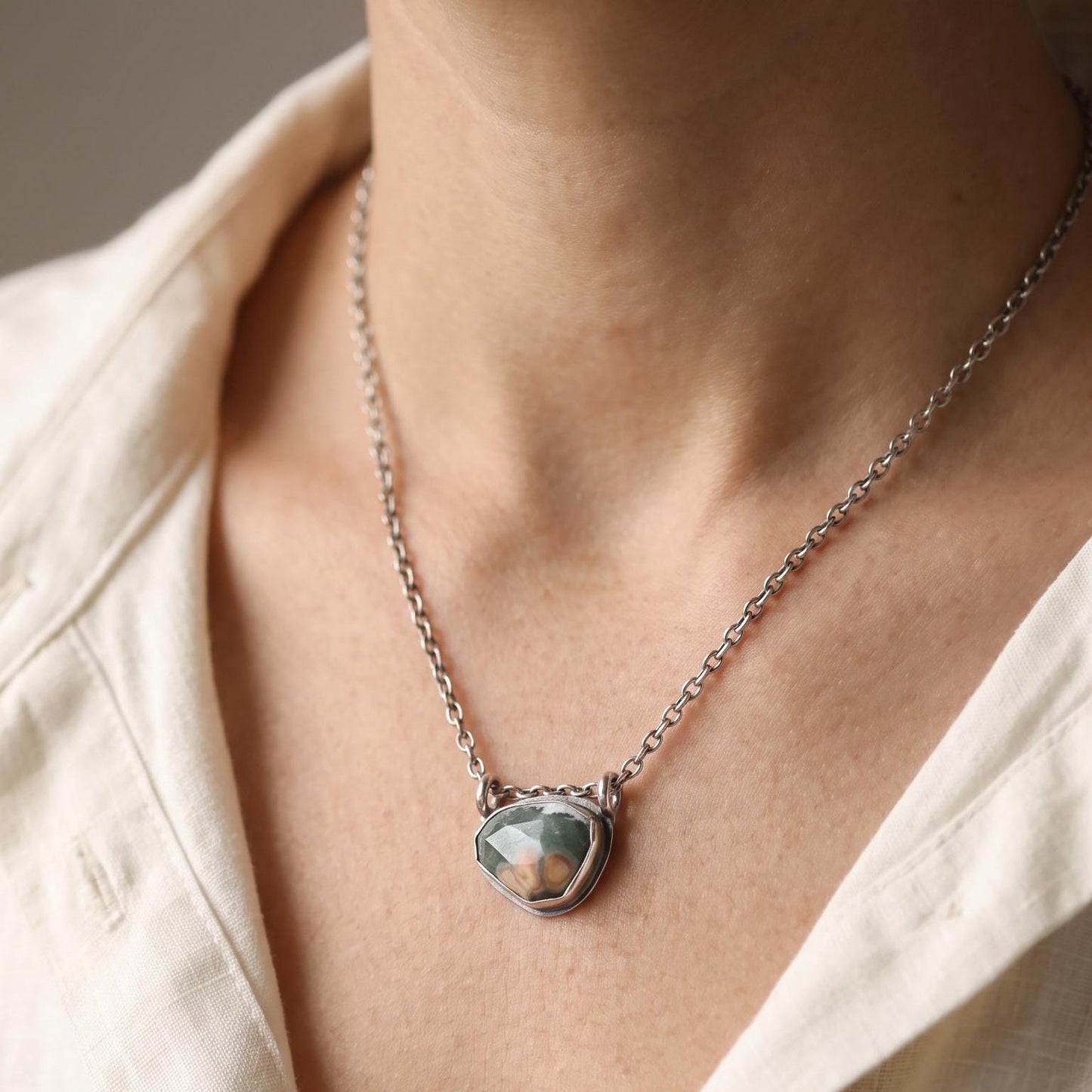 Custom Ocean Jasper Pendant - Choose Your Stone - Sterling Silver