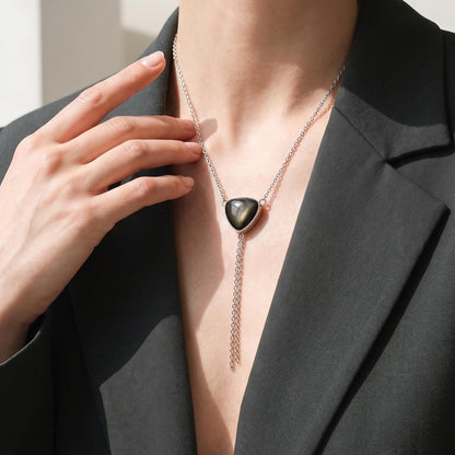 Golden Obsidian Bolo Necklace | Sterling Silver