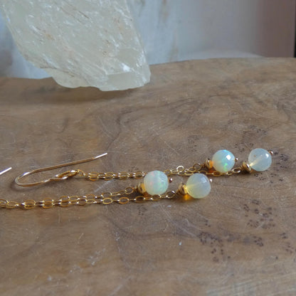 Ethiopian Opal Chain Earrings | 14 KT Gold Filled