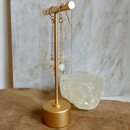 Ethiopian Opal Chain Earrings | 14 KT Gold Filled