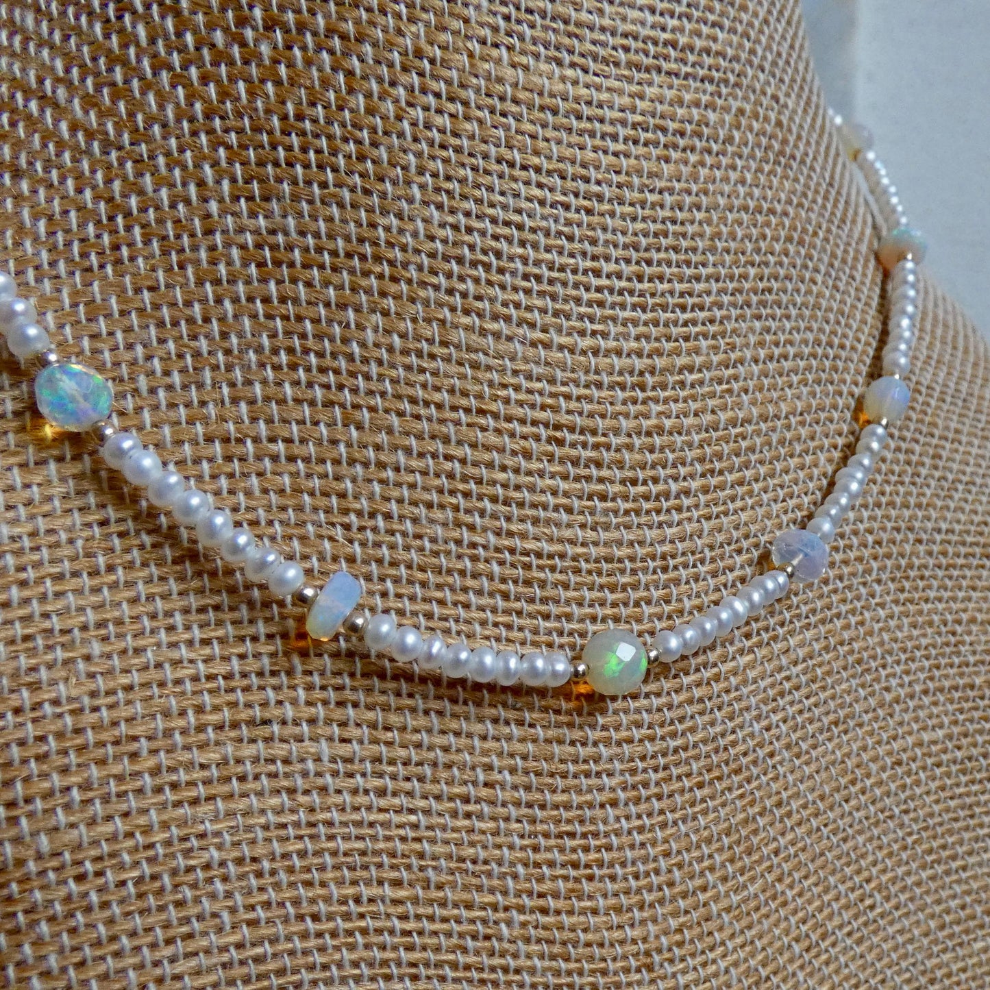 Ethiopian Opal Pearl Necklace | 14 KT Gold Filled