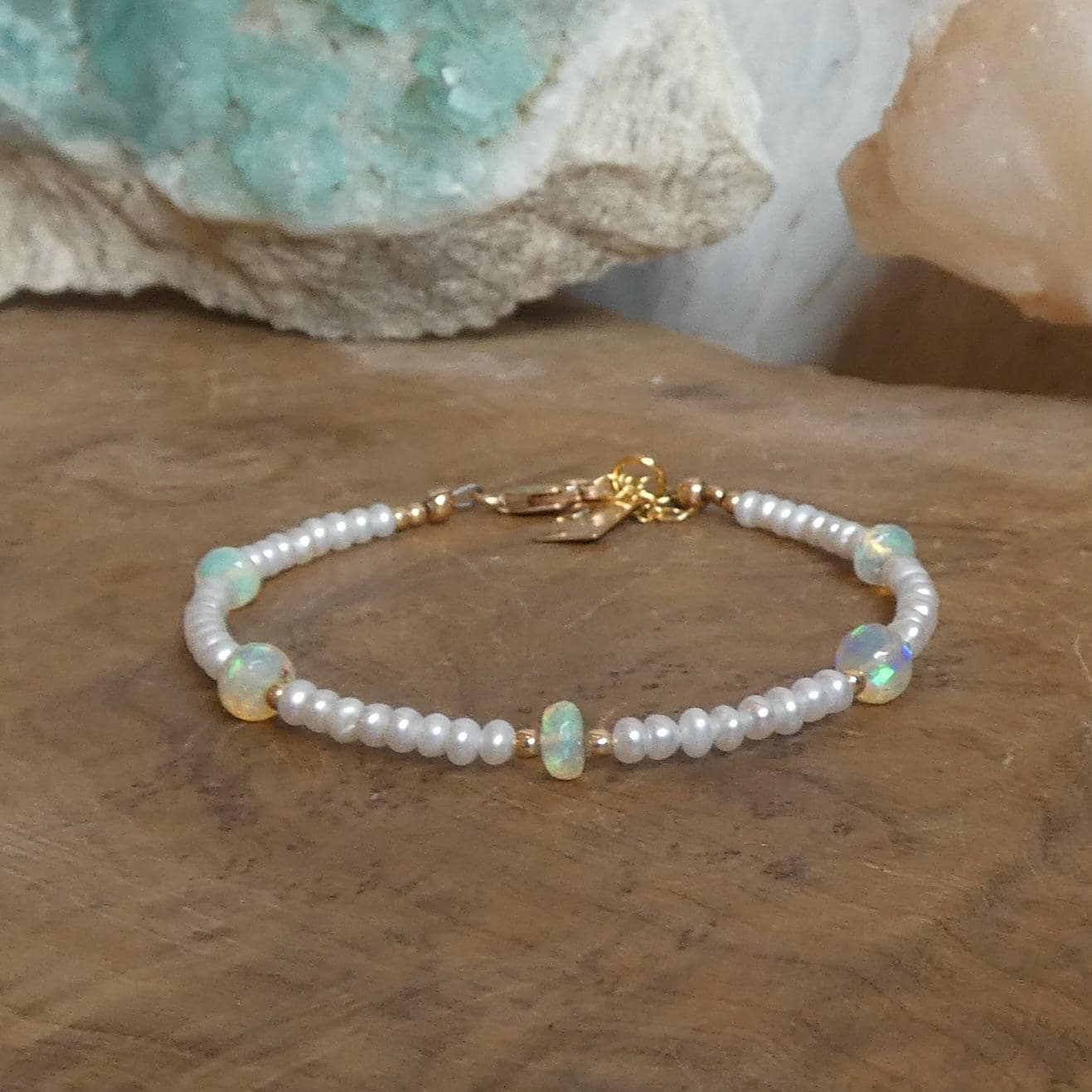 Ethiopian Opal Pearl Bracelet | Gold Filled