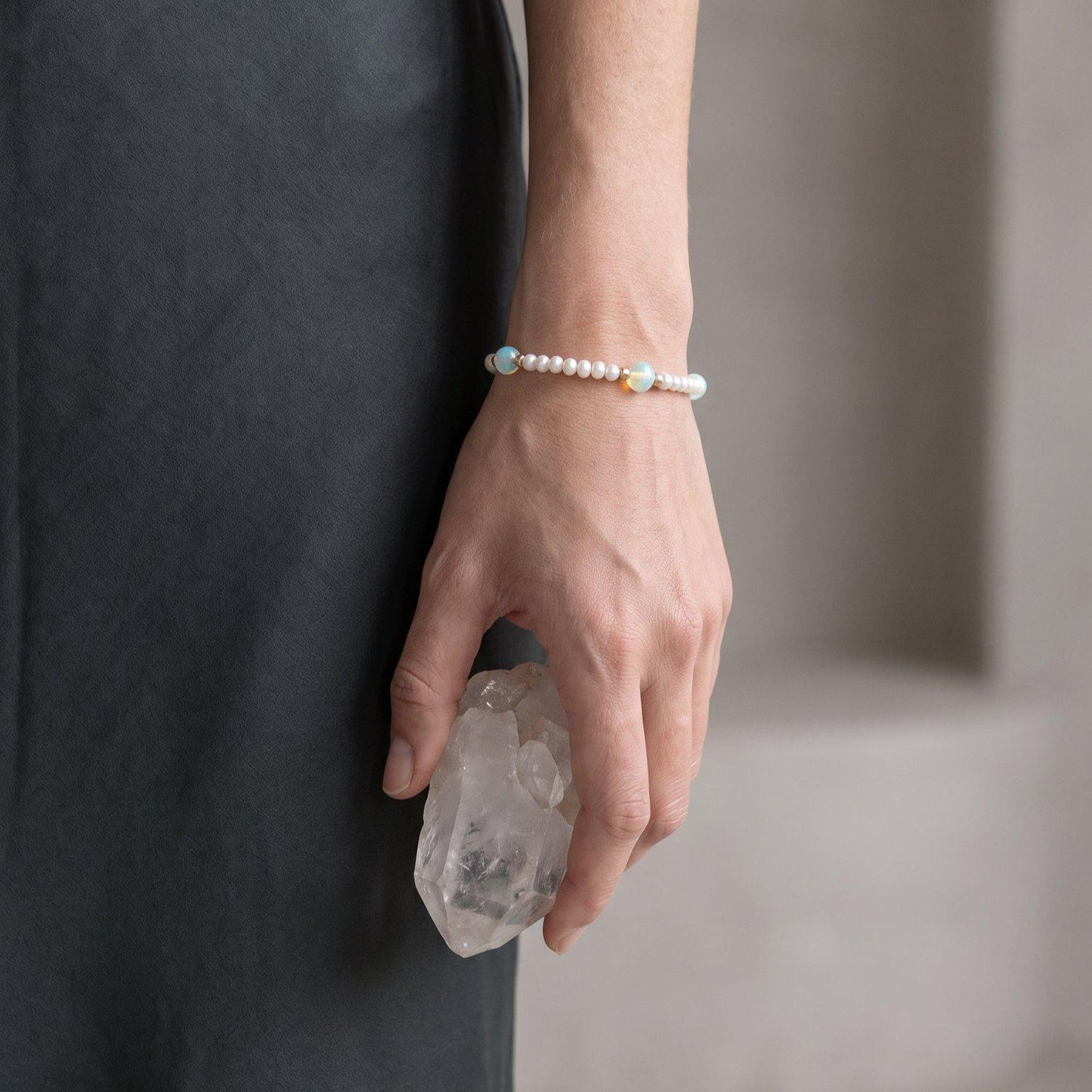 Ethiopian Opal Pearl Bracelet | Gold Filled