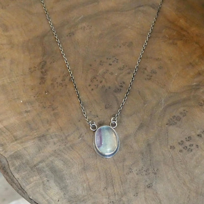 Sterling Silver Rainbow Fluorite Pendant - Silversmith Necklace