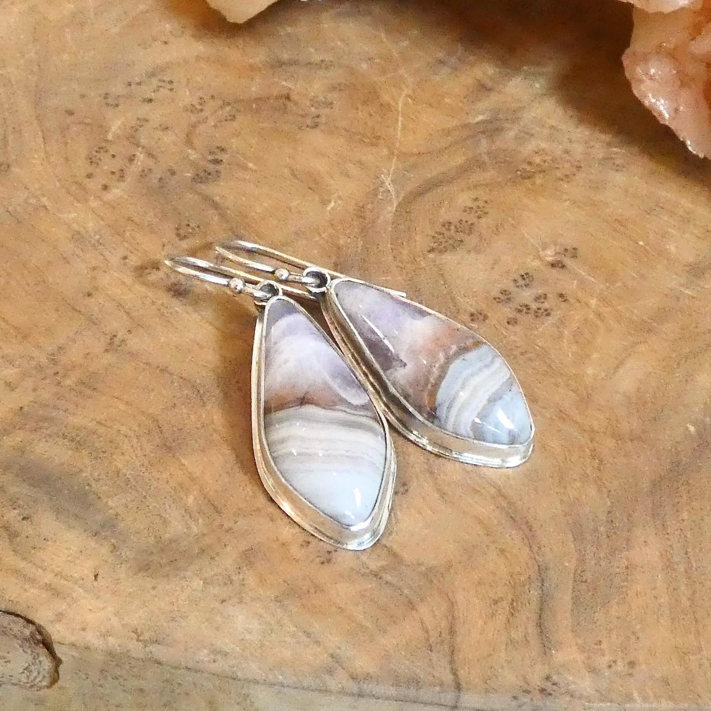 Crazy Lace Amethyst Drop Earrings - Sterling Silver