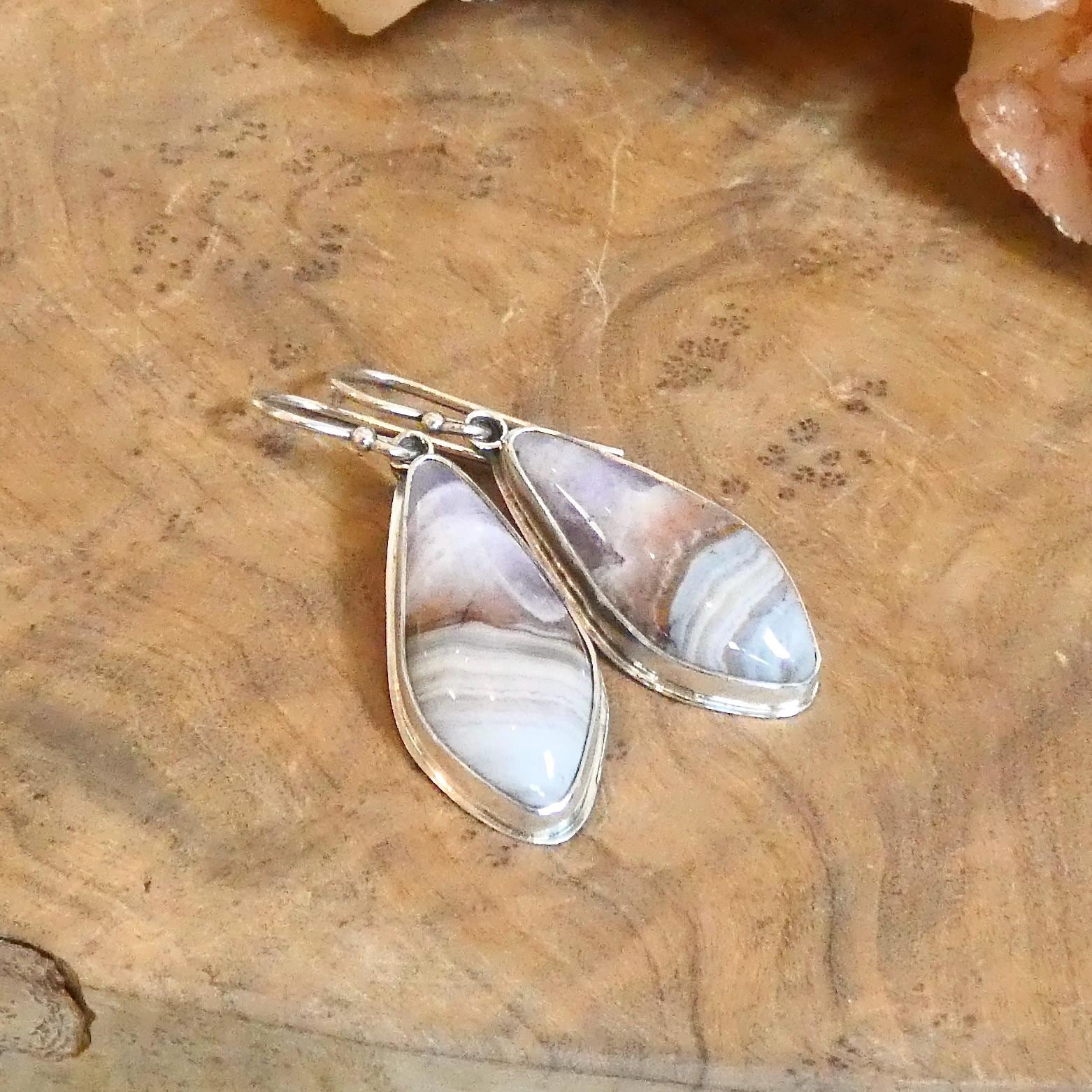 Crazy Lace Amethyst Drop Earrings - Sterling Silver