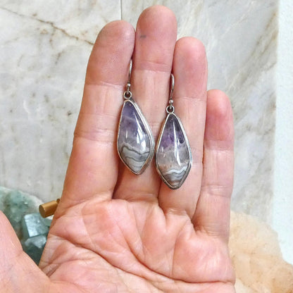 Crazy Lace Amethyst Drop Earrings - Sterling Silver