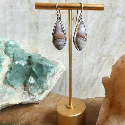Crazy Lace Amethyst Drop Earrings - Sterling Silver