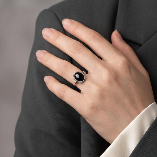 Black Onyx Delica Ring | Sterling Silver