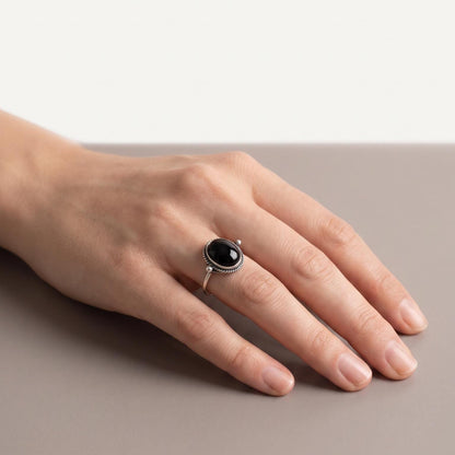 Black Onyx Delica Ring | Sterling Silver