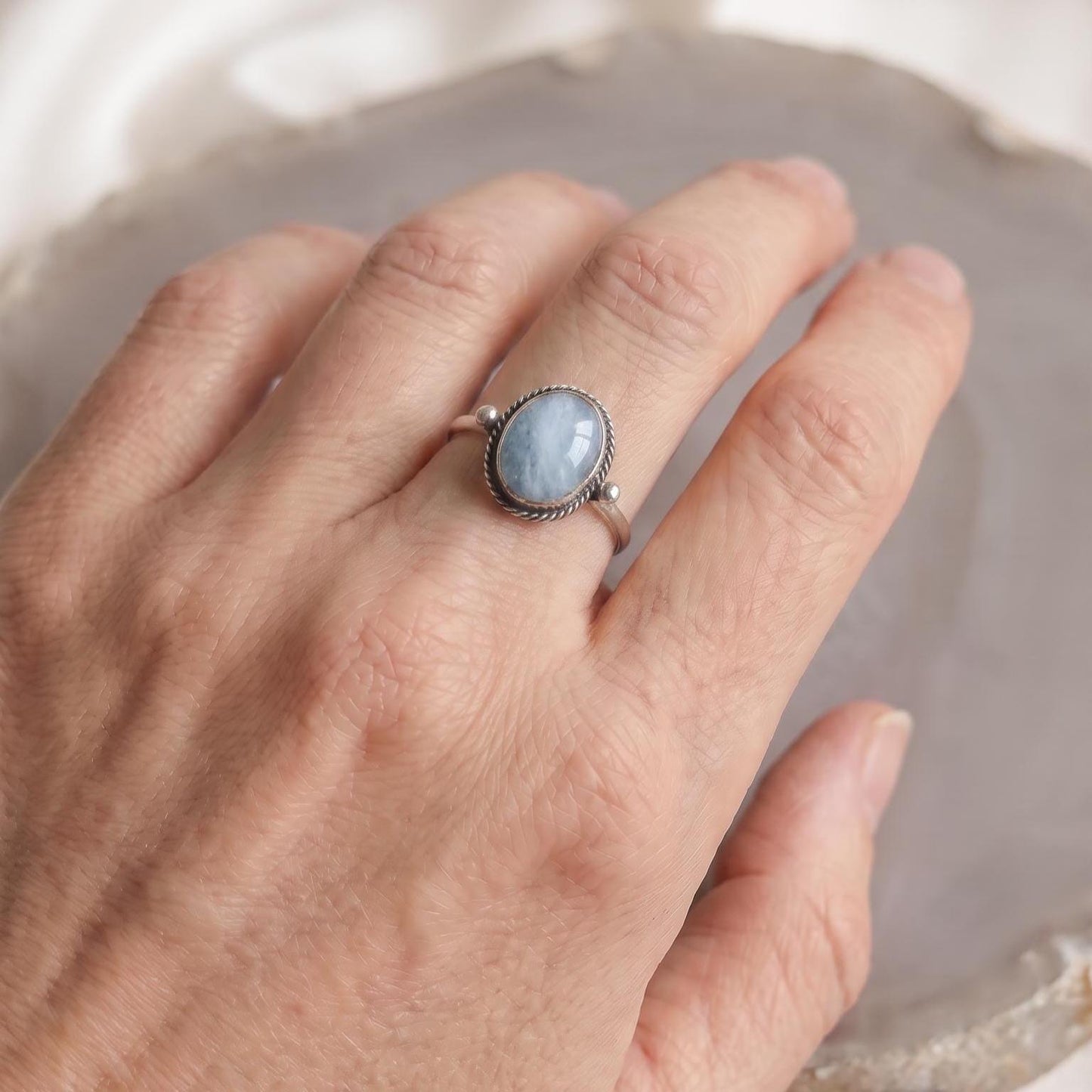 Aquamarine Delica Ring | Sterling Silver