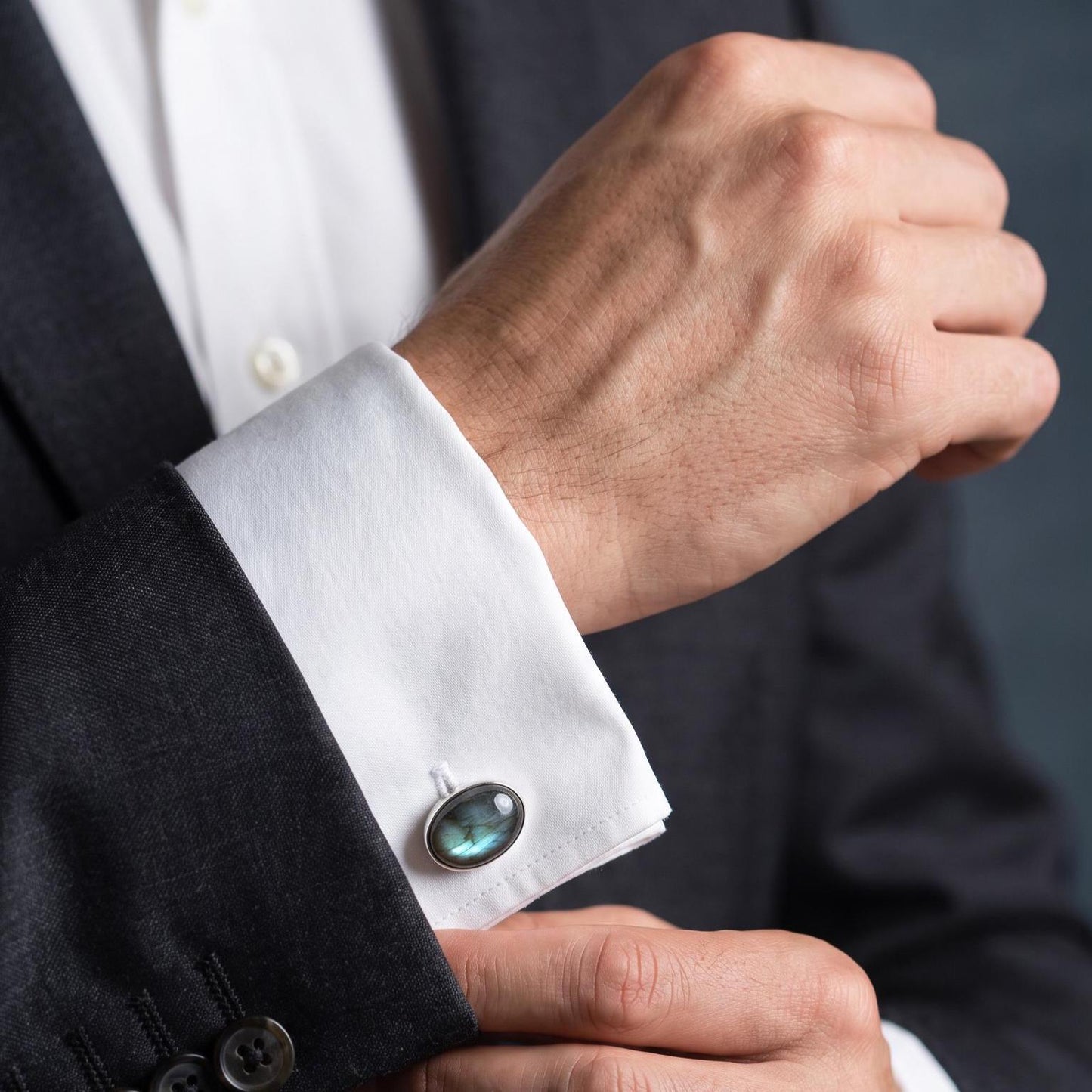 Labradorite Cuff Links - Labradorite Cufflinks - Sterling Silver