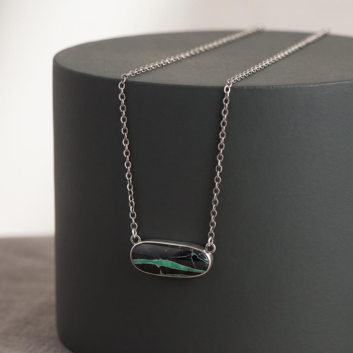 Black Jack Turquoise Bar Necklace | Sterling Silver