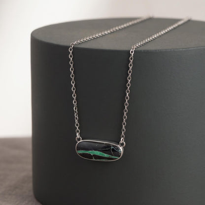 Black Jack Turquoise Bar Necklace | Sterling Silver
