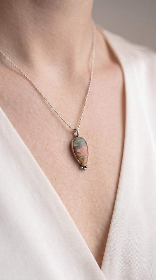 Red Creek Jasper Sterling Silver Pendant - Silversmith Necklace