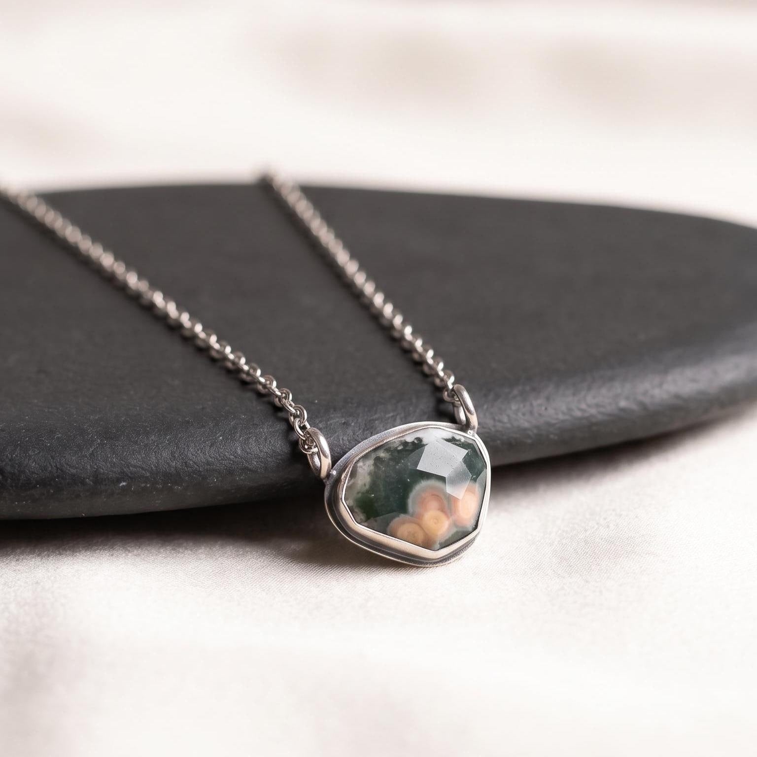 Custom Ocean Jasper Pendant - Choose Your Stone - Sterling Silver