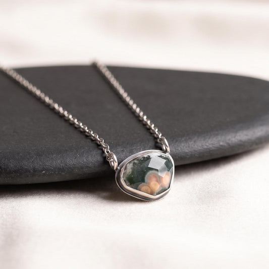 Custom Ocean Jasper Pendant - Choose Your Stone - Sterling Silver