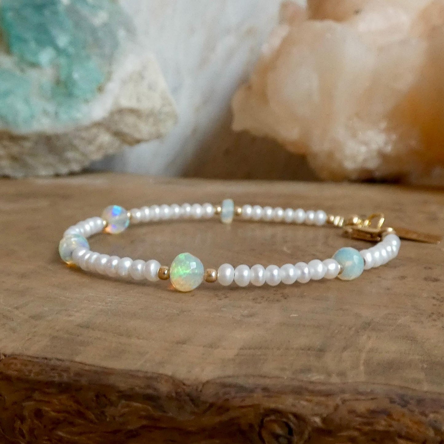 Ethiopian Opal Pearl Necklace | 14 KT Gold Filled