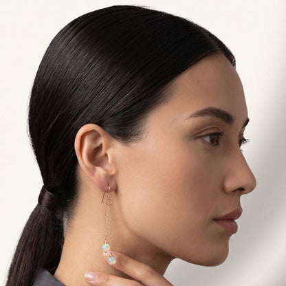 Ethiopian Opal Chain Earrings | 14 KT Gold Filled