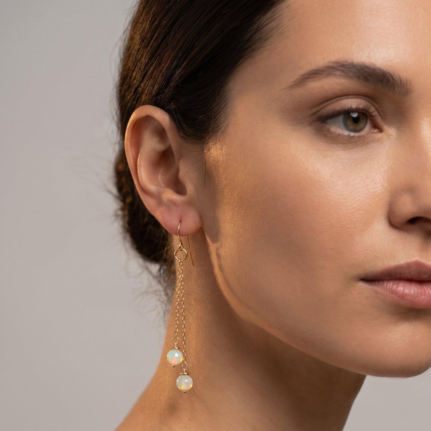 Ethiopian Opal Chain Earrings | 14 KT Gold Filled